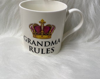 Cute Grandma rules Mug Cup Perfect For Birthday gift, Eid, Christmas Free UK Shipping