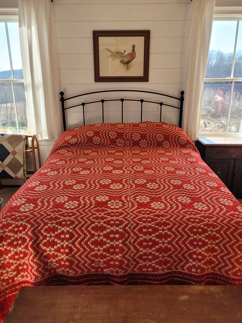 19th Century Jacquard Coverlet Etsy