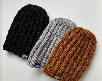 Wintermütze-handgestrickt-mit oder ohne Fleece-unisex beanie