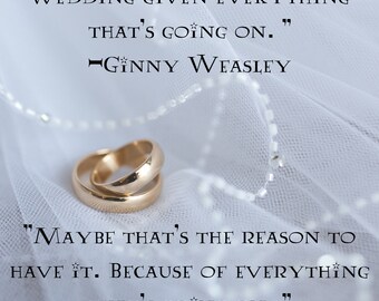 Versión de anillo y velo con cita de boda de Wizardry