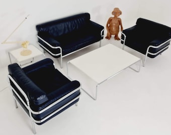 Bauhaus du milieu du siècle - Style Cassina LC2, ensemble de canapés des années 1980. Italie