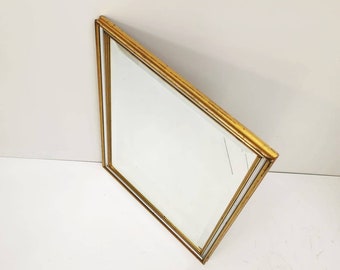 Mid-Century Vintage Gold & Silver Line Wall Mirror Italy 1960s