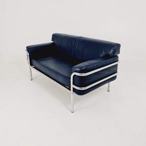 Mid century leather Bauhaus -Style of Cassia LC3 style sofa , 1980s