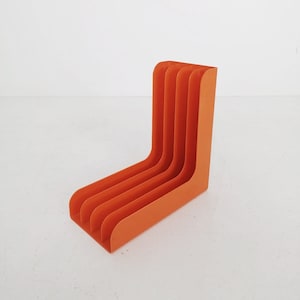 Mid-Century Orange vinyl storage holder, modular record holder, vintage space age brands from the 70s