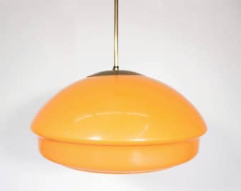 Pendant orange Harvey space age lamp by guzzini for meblo , 1970s