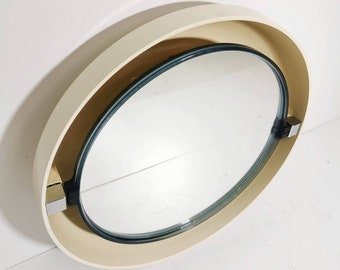 Allibert vintage backlit blue mirror titled A41 Space Age Design, wall mounted, France. 1970s