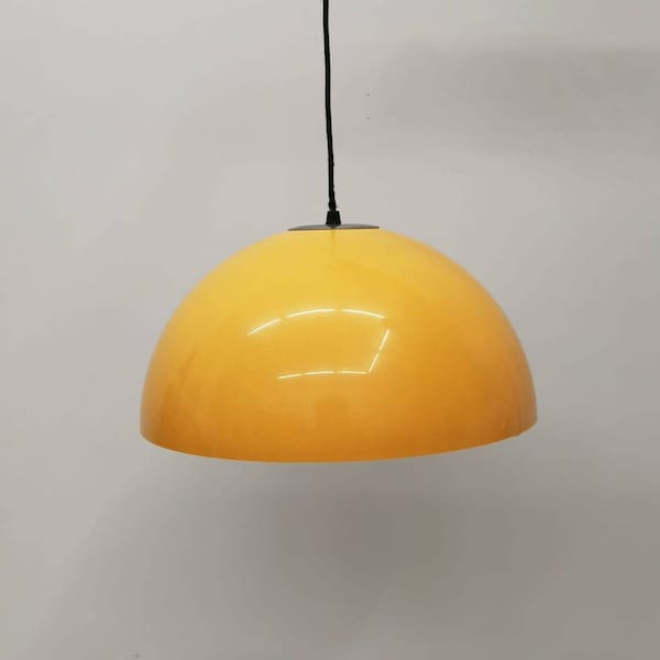 Harvey space age  guzzini for meblo orange    hanging lamp, 1960s