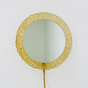 Mid-Century baklite ice glass Oval large mirror by Em Germany 1960s