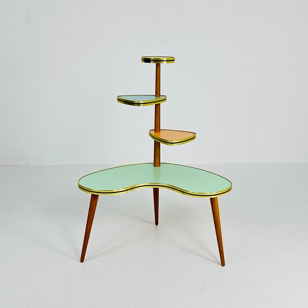 BIG 1950s German Plant Stand, Colorful Vintage Mid-Century Minimalist Indoor Plant Stand Side Table Retro flower table
