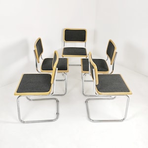 set of  5 Marcel Breuer B32  upholstered Cesca chair, bauhaus design by Bene