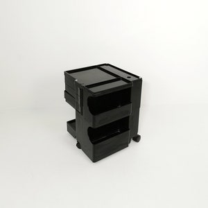 スペースエイジ ブラック Boby 収納トロリー、ジョー コロンボ作、Bieffeplast イタリア 1970 年代