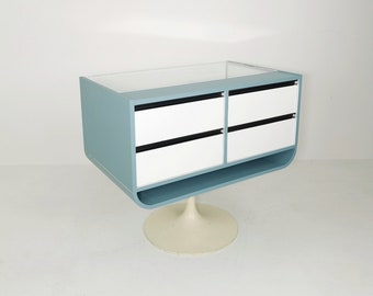 Space Age mid century Tulip show case drawers with glass front 1970s