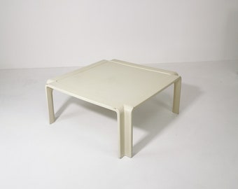 Mid century German square beige wood low coffee table, 1960s