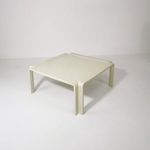 Mid century German square beige wood low coffee table, 1960s