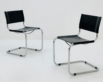 1 sur 2 Chaises noires vintage S33 vintage du milieu du siècle par Mart Stam de Fasem Italie 1980