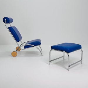 Mid-Century Bauhaus Peter Maly Lounge Chair & Ottoman, Germany 1980s