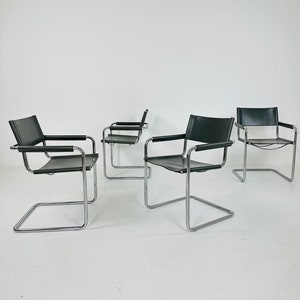 Set di 4 sedie cantilever vintage in pelle B34 Matteo Grassi Mg5 di Mart Stam Italia anni &#39;80
