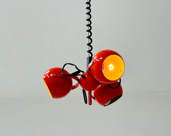 Mid-century Spaceage Orange eyeball pendant lamp, Italy 1970s