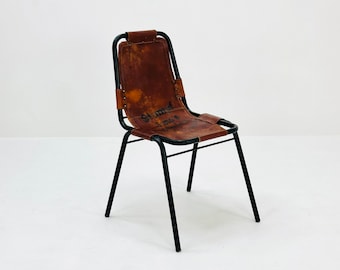 Bauhaus Les Arcs cognac leather Chair attributed to Charlotte Perriand, 1980s France