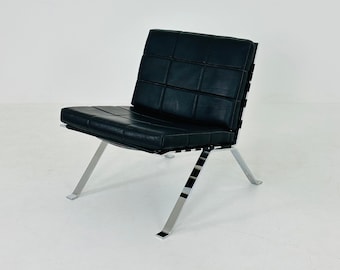 Mid century leather lounge Euro chair by Hans Eichenberger for Girsberger - 1960s Switzerland