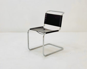 Silla marrón vintage S33 de mediados de siglo, de Mart Stam, fabricada por Fasem Italia en la década de 1980.