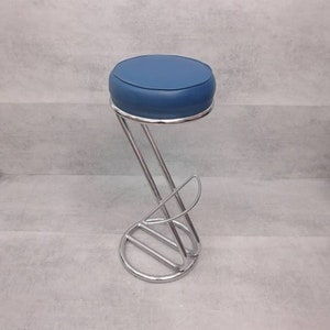 Mid-Century Modern Leather and Chrome Bar Stool 1980s Italy