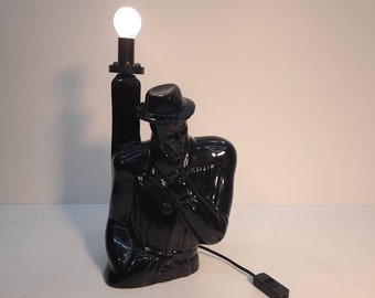 vintage gentle man table lamp detective globe 1980s