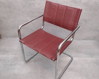 Mid Century Cognac Marcel Breuer -style  Mart Stam S34 armchair / Bauhaus design  / 1980s