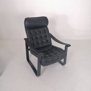 Pair of leather lounge chairs by OY BJ Dahlqvist for BD Furniture, Finland 1960s