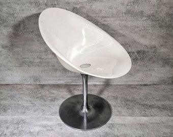 1 of 6 White Eros Chair With Aluminum Swivel Base by Philippe