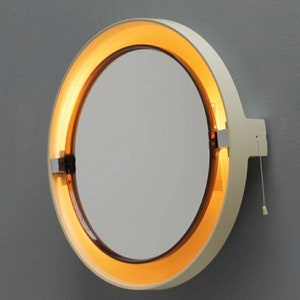 Allibert vintage backlit mirror titled A40 Space Age Design, wall mounted, France. 1970s