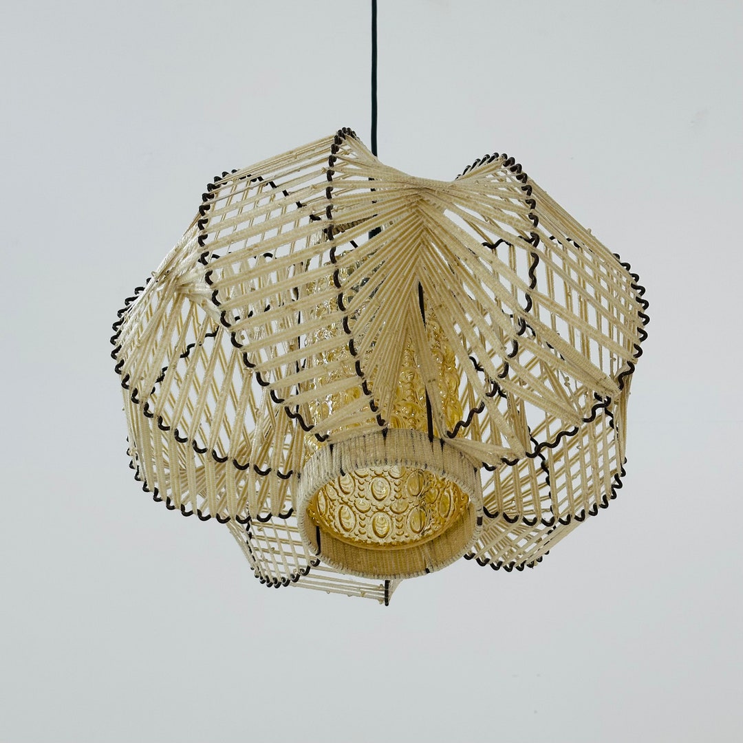 Mid Century Metal & String Pendant Lamp , 1960s - Etsy