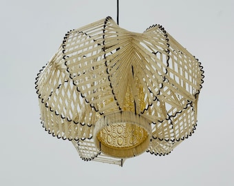 Mid century metal  & string  pendant lamp , 1960s