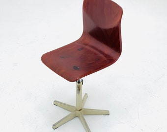 Mid Century Pagholz Industrial Plywood Swivel Children's Chair