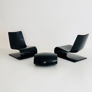 Set of 2 chaise longue and stool Nouvelle Vague by Christophe Pillet for Porro Italy 2000s