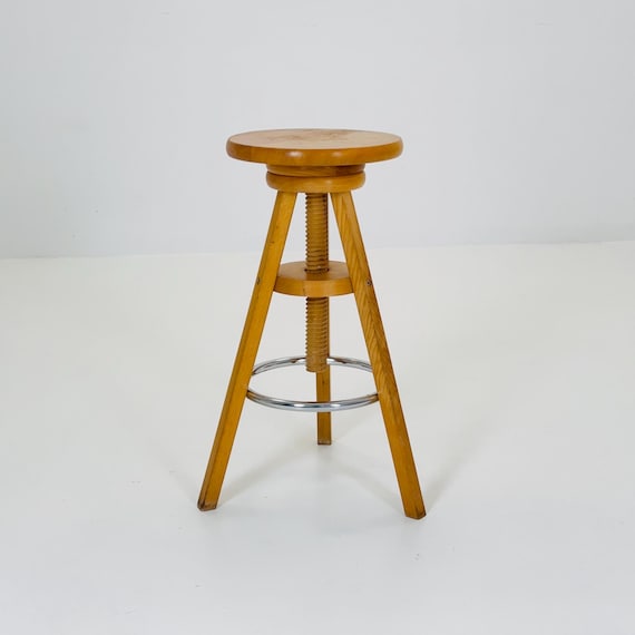 Mid Century Solid Natural Wood Adjustable Screw Ikea Vintage Bar