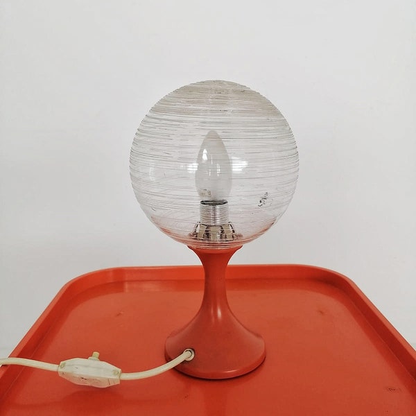 Vintage Space Age Mid-Century Glass Table Lamp, 1970s