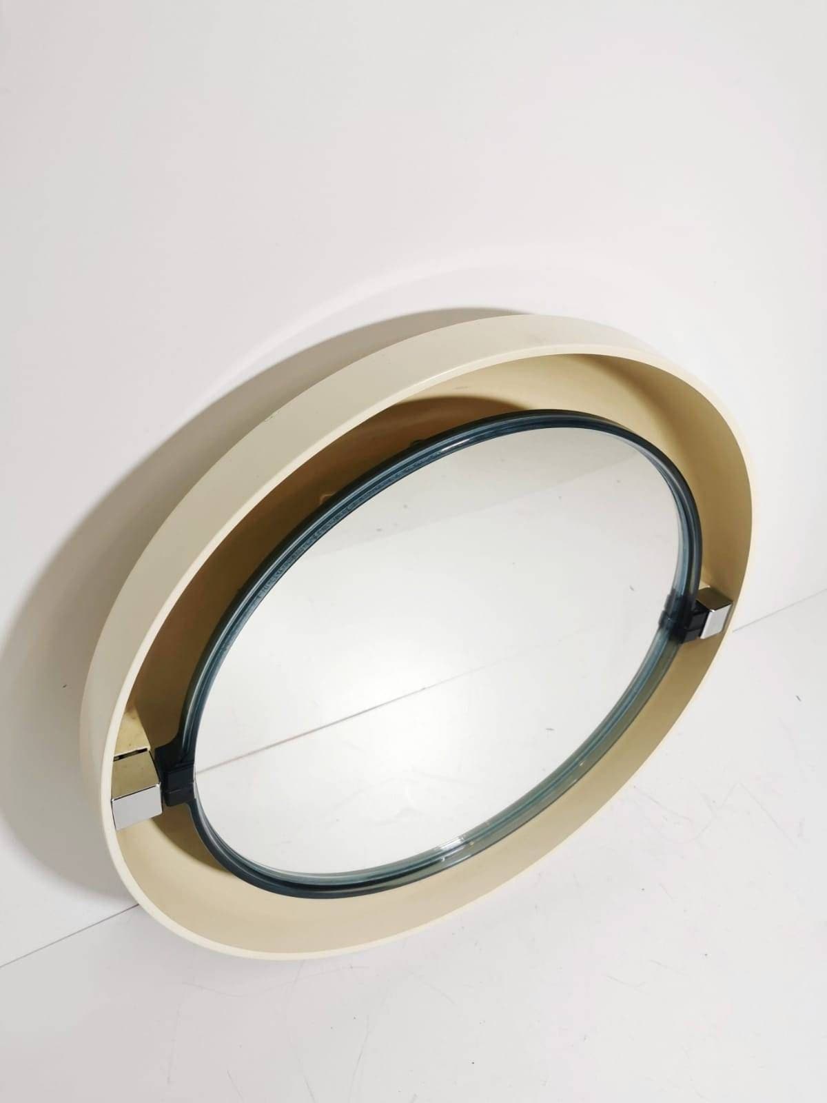 Allibert Vintage Backlit Blue Mirror Titled A41 Space Age Allibert Vintage Backlit Blue Mirror Titled A41 Space Age