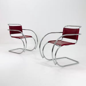 Set van 2 Mid-century Cantilever MR20 fauteuils van Ludwig Mies van der Rohe voor Fasem Italië, jaren 80