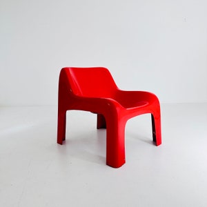 Space Age vintage lounge chair model Anatomical red color by Ahti Kotikoski 1968s for Asko Finland.