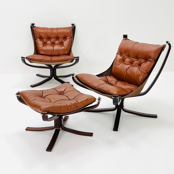 Mid Century Falcon Chairs and Footstools by Sigurd Ressell