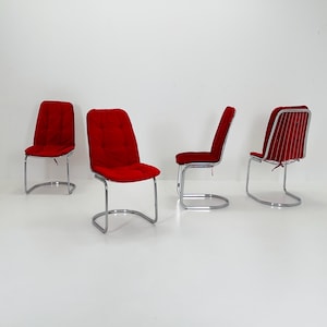Set of 4  Mid century chrome  Dining Chairs by Gastone Rinaldi for Rima , Italy, 1980s