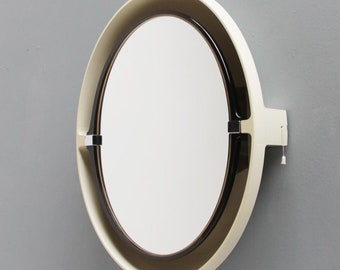 Allibert  A136 vintage Mirror titiling Backlit space age design , france .1970s