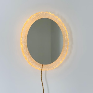 Mid-Century baklite ice glass Oval large mirror by Em Germany 1960s