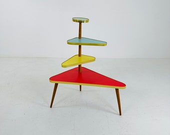 BIG German Plant Stand, Colorful Vintage Mid-Century Minimalist Indoor Plant Stand Side Table Retro flower table