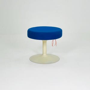 Mid century stool in Spaceage blue fabric 1970s Germany
