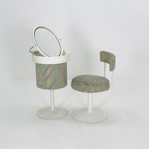 Mid-Century Makeup Table and Stool Set – Italian Design, 1980s