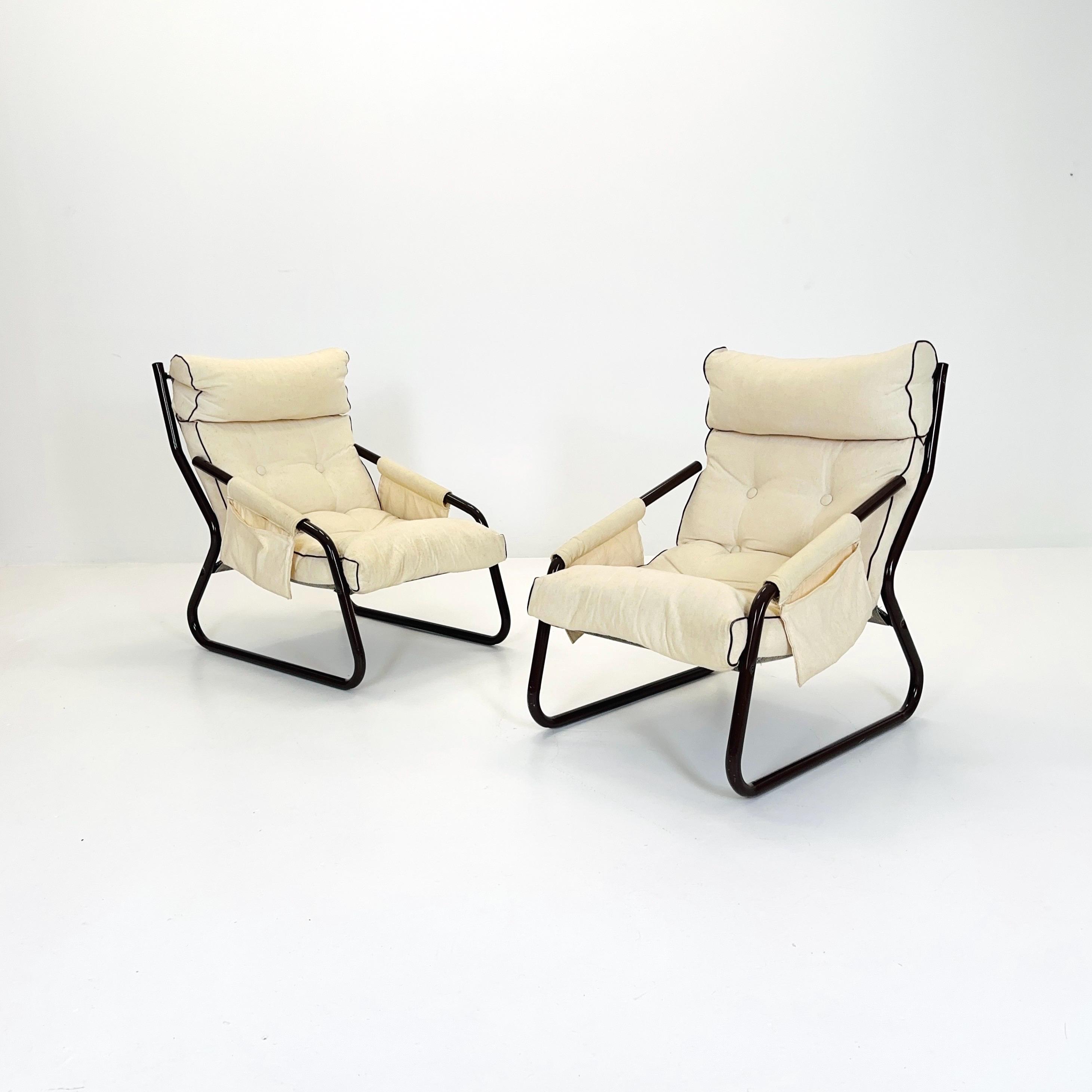 Set of 2 Rare 1970s IKEA Lounge Chairs by Gillis Lundgren – White
