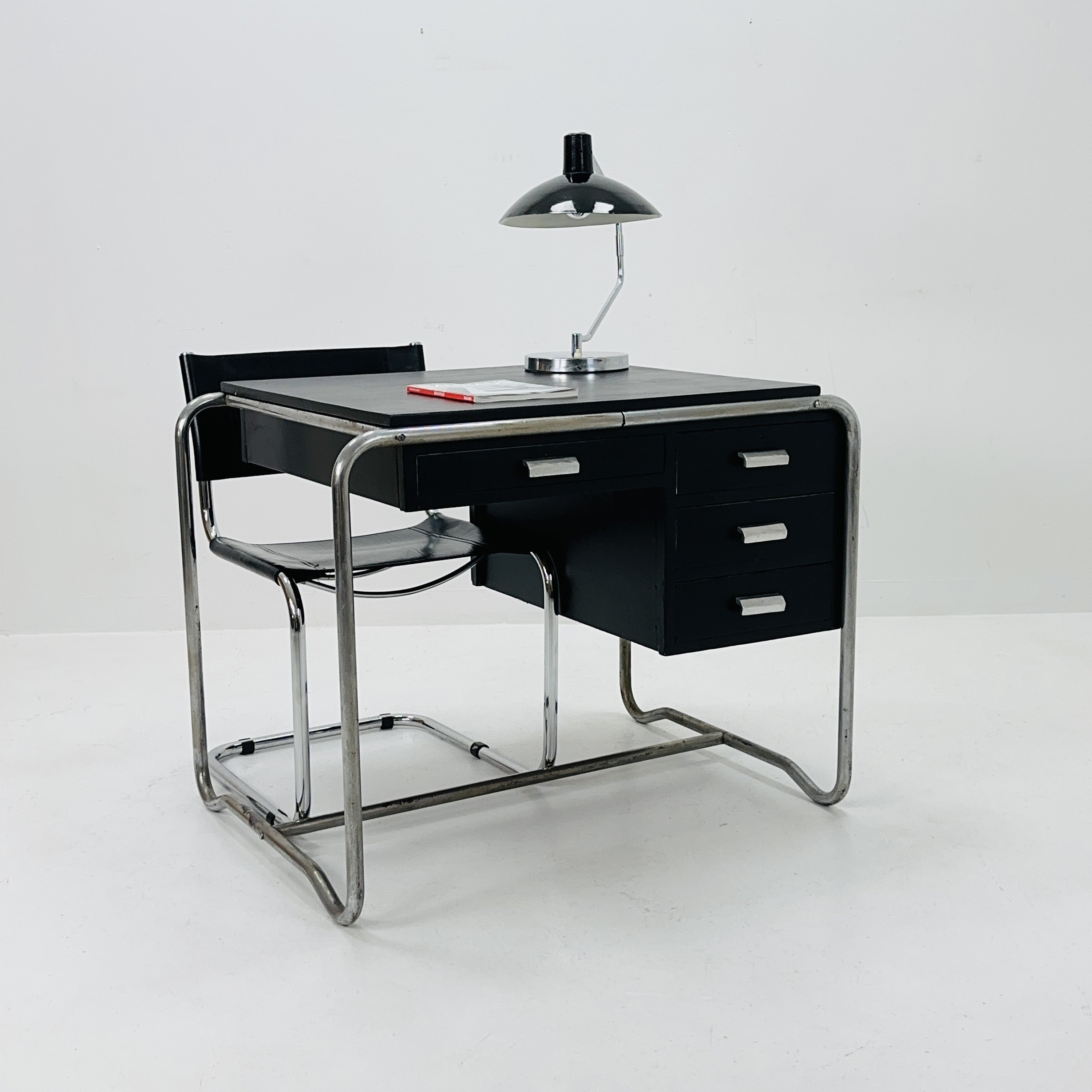 無印良品×THONET  BLACK DESK BAUHAUS Mid Century Bauhaus Tublar Desk for Mart Stam & Marcel
