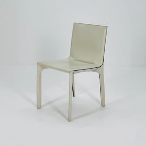 Mid century Cab 412 Chair in White Cream Leather by Mario Bellini for Cassina, 1970s — Italy